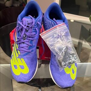 NIB New Balance Purple and Neon Yellow XC7 seven v4 with spikes